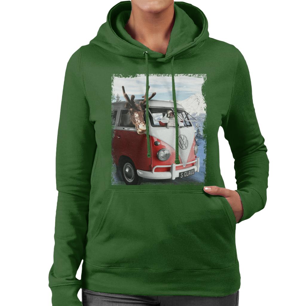 Volkswagen Christmas Camper Van Santa Claus Women's Hooded product image 4
