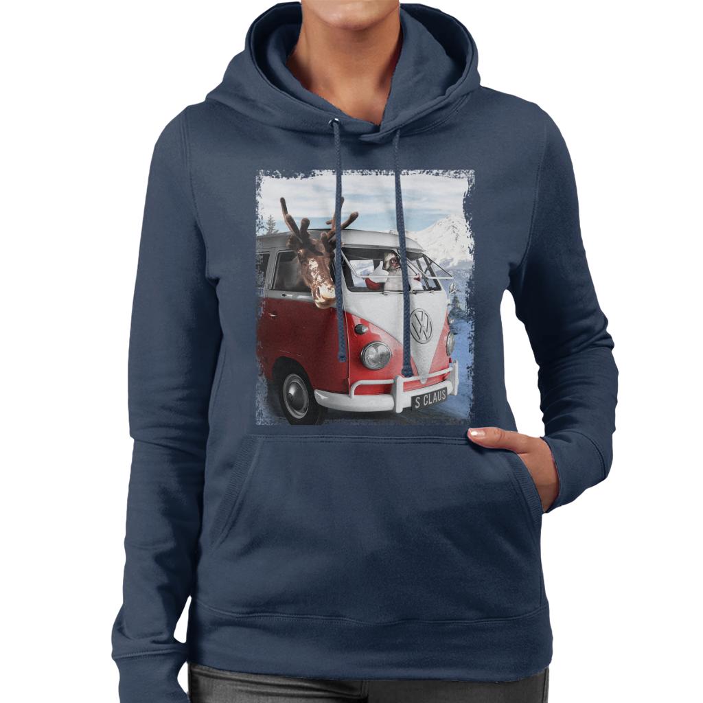 Volkswagen Christmas Camper Van Santa Claus Women's Hooded product image 1