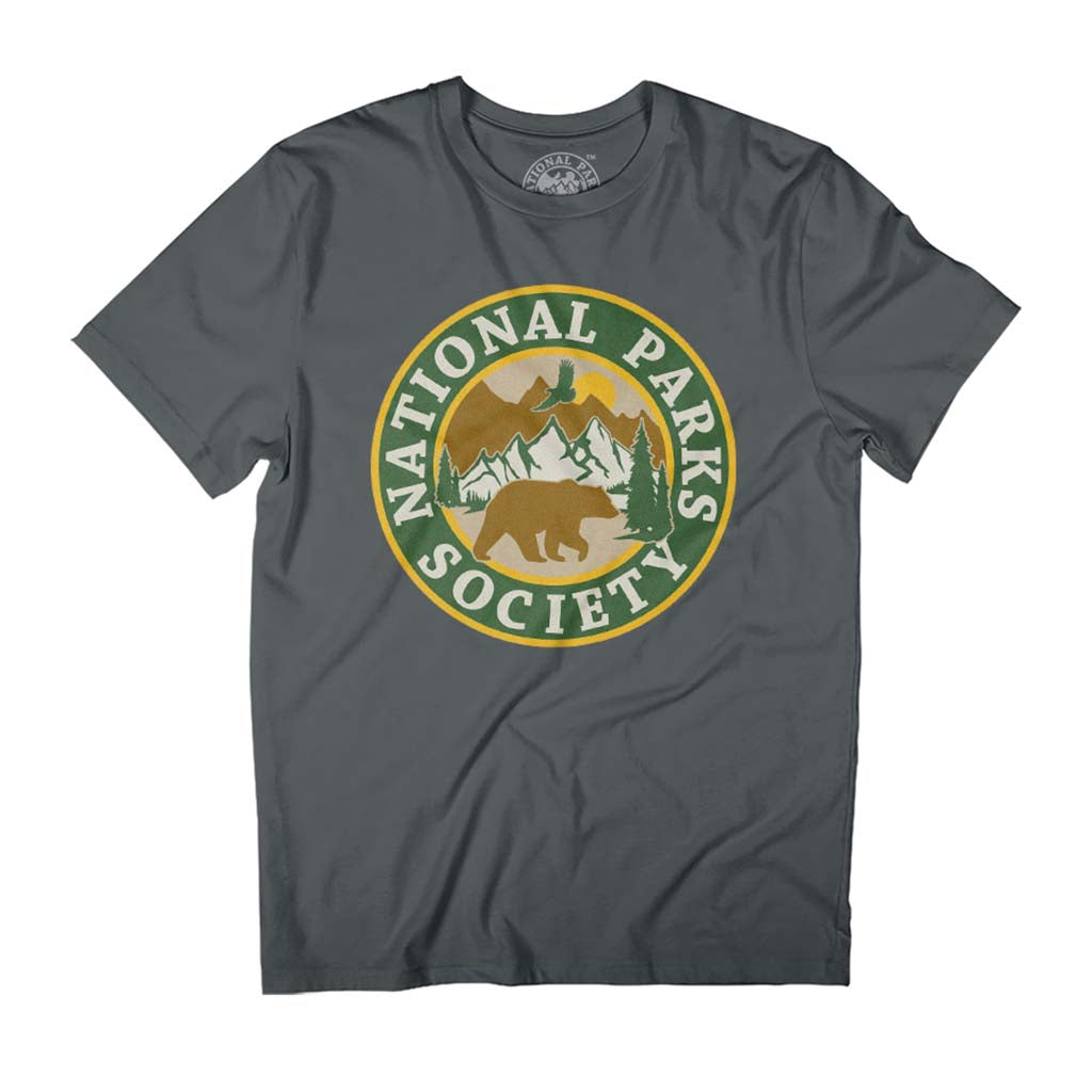 US National Parks Society Bear Roaming Badge Men's T-Shirt product image 1
